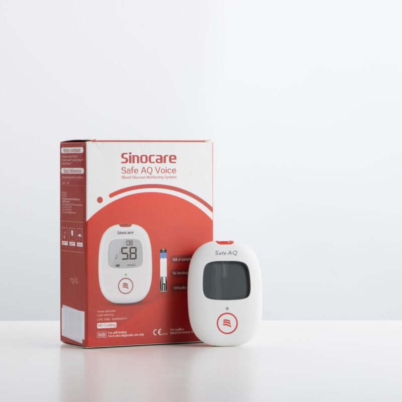 Kit Glucometro AQ Voice + dispositivo de punción, 50 tiras y 50 lancentas