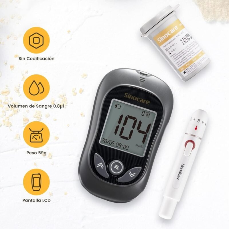 Kit Glucometro Gold AQPlus + Plumilla, 50 tiras y 50 lancentas