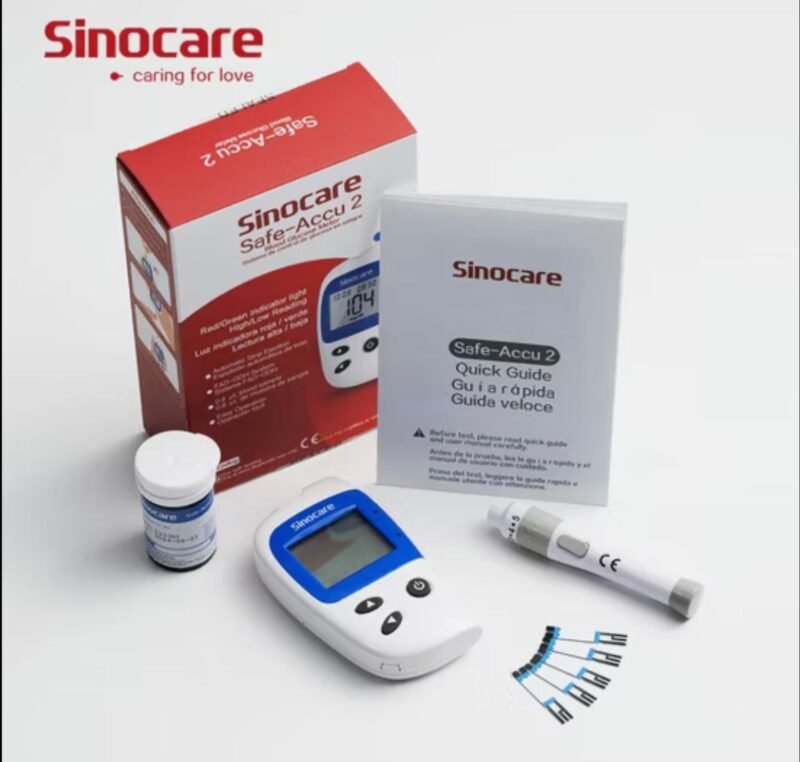 Kit Medidor de Glucosa en Sangre Safe-Accu 2, Glucometro + 50 Tiras Reactivas, 50 Lancetas y Dispositivo de Punción
