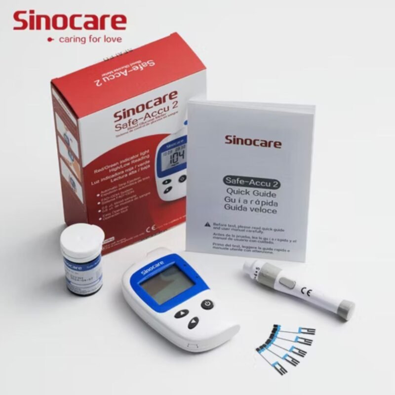 Kit Medidor de Glucosa en Sangre Safe-Accu 2, Glucometro + 50 Tiras Reactivas, 50 Lancetas y Dispositivo de Punción