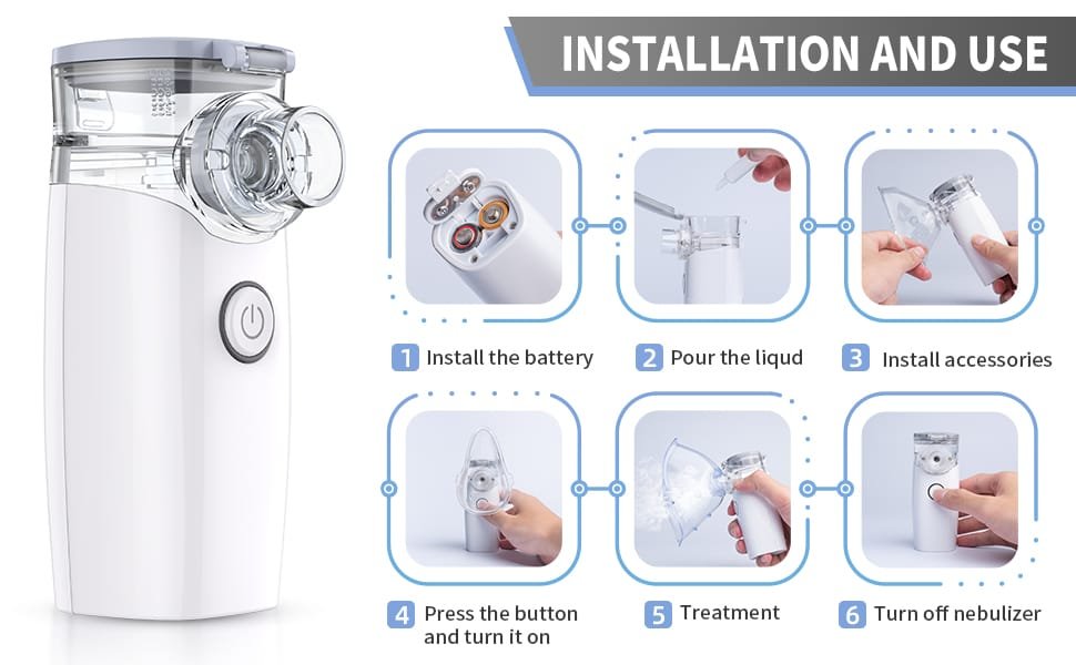 Compresor de nebulización portátil inteligente de malla de aire operado por Contec Ne-M01 con batería - Imagen 4